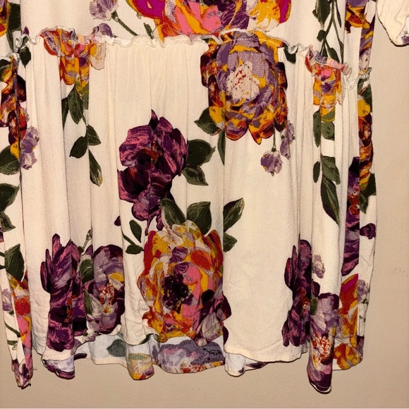 ODDI Babydoll Buttery Cream Large Floral Print Tunic Top Plus Size 3XL - Picture 5 of 15